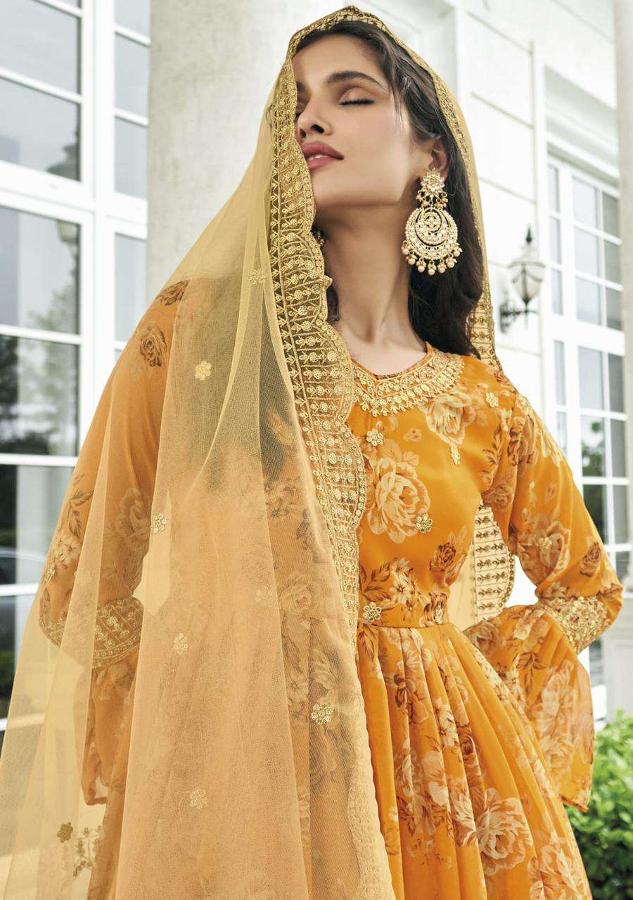 Elegant Floral Orange SMS - Indian Dress House 786