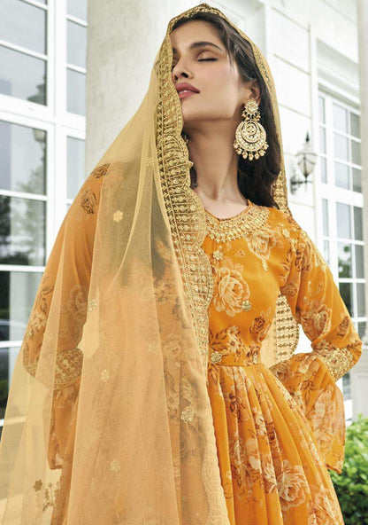 Elegant Floral Orange SMS - Indian Dress House 786