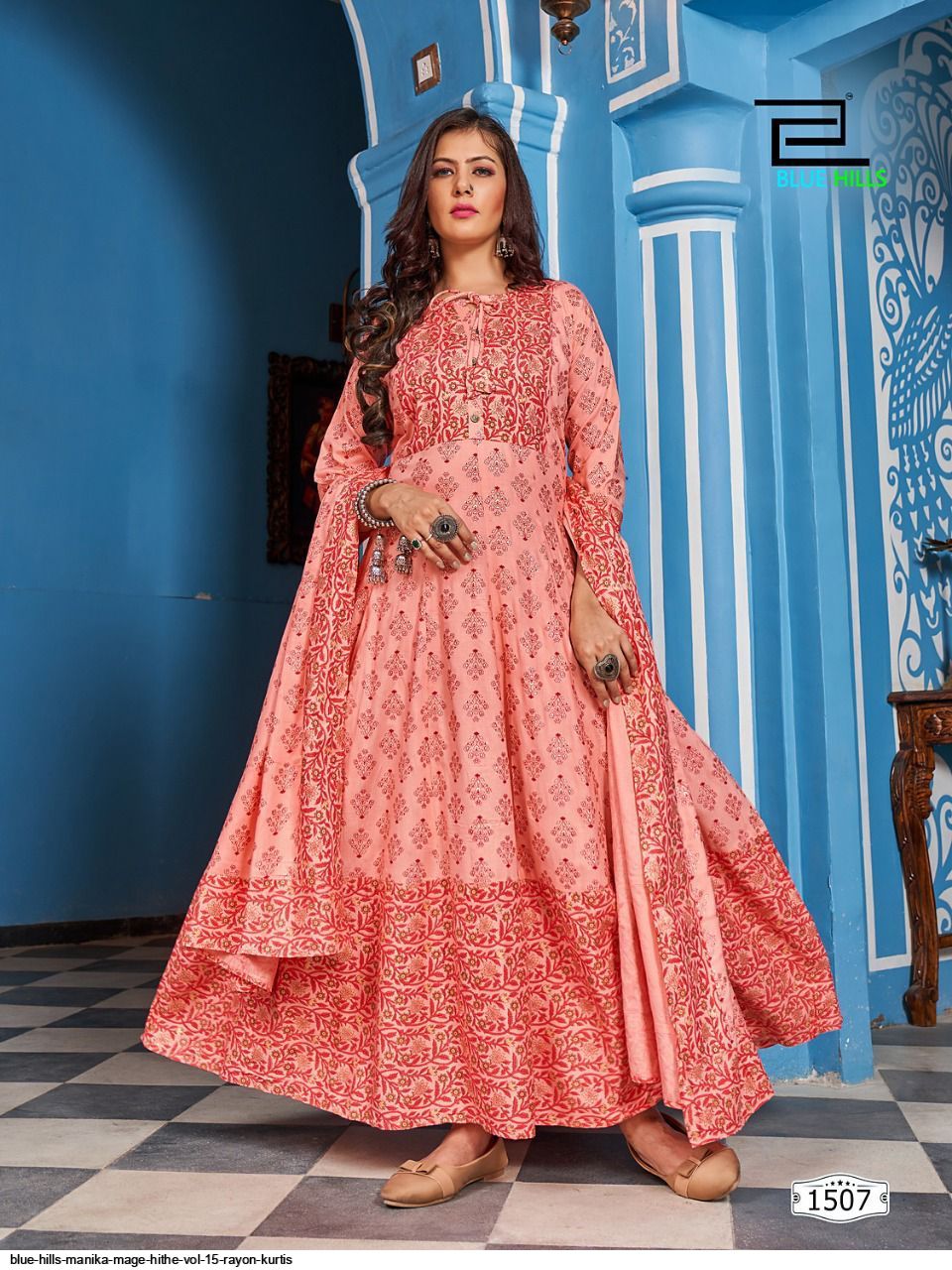 Elegant Floral Pink BHM 1507 FVD - Indian Dress House 786