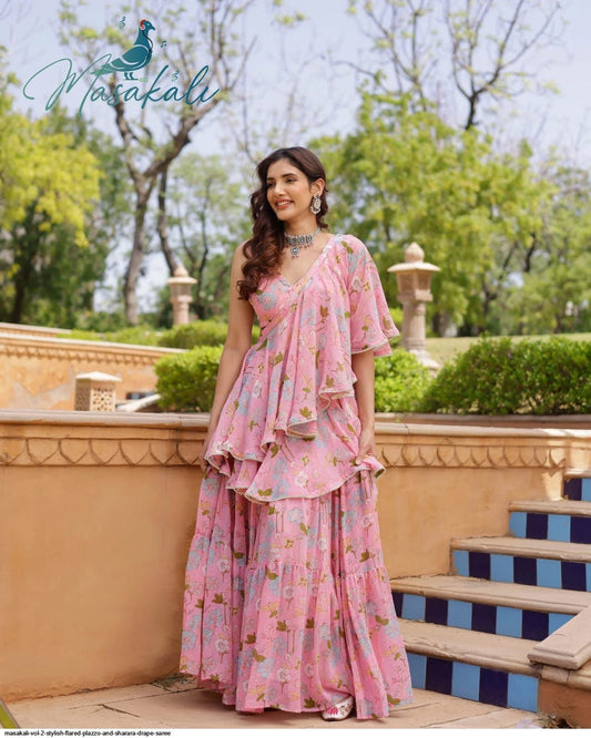 Elegant Floral Pink MSK 2004 FVD - Indian Dress House 786