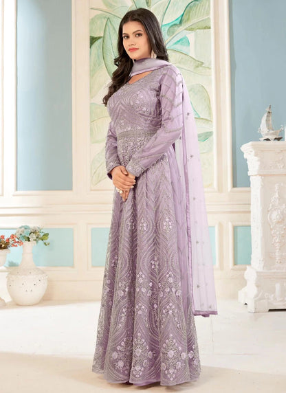 Elegant Lavender Floral SWG - Indian Dress House 786
