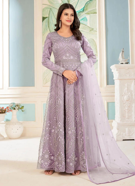 Elegant Lavender Floral SWG - Indian Dress House 786