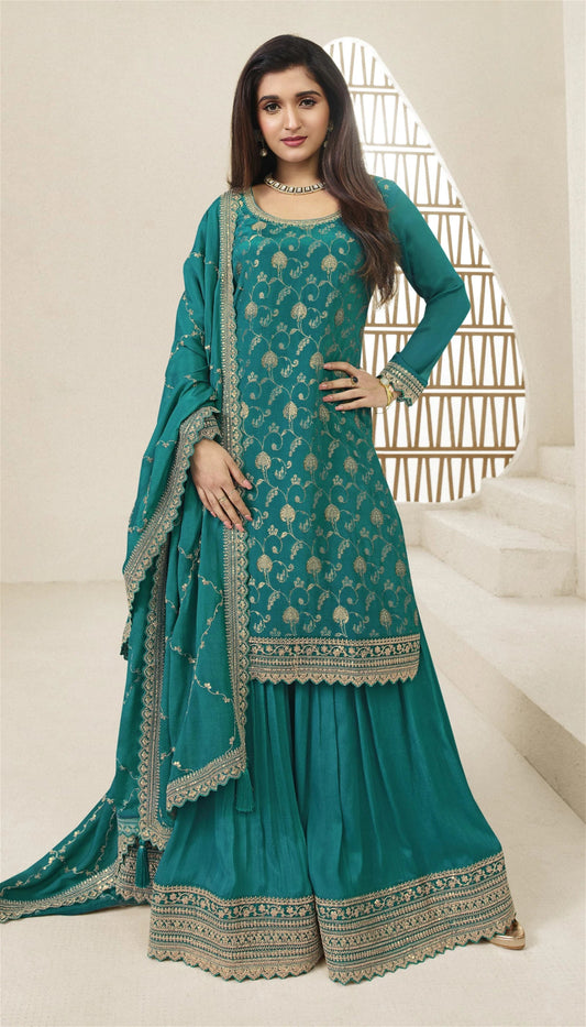 Elegant Light Blue Floral VKS - Indian Dress House 786