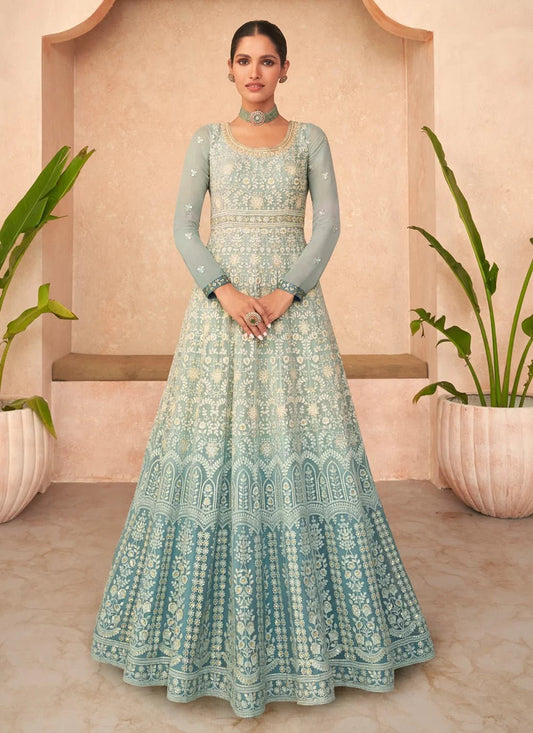 Elegant Long Ombre Blue SYGM - Indian Dress House 786