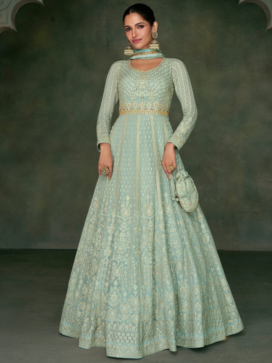 Elegant Mint Pastel Green NYB - Indian Dress House 786