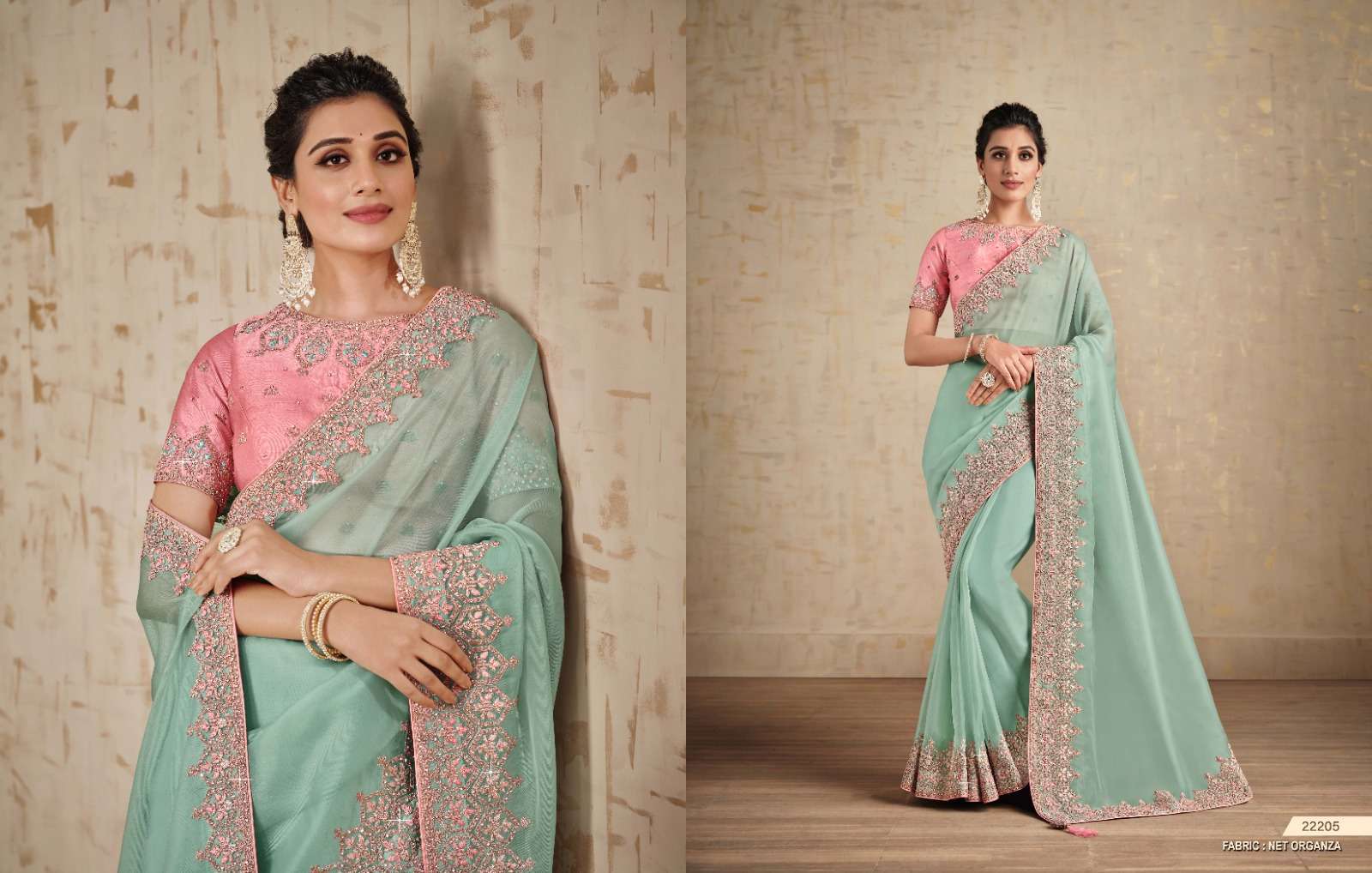 Baby Pink Color Party Wear Designer Embroidery Georgette Saree (She Saree  1879)