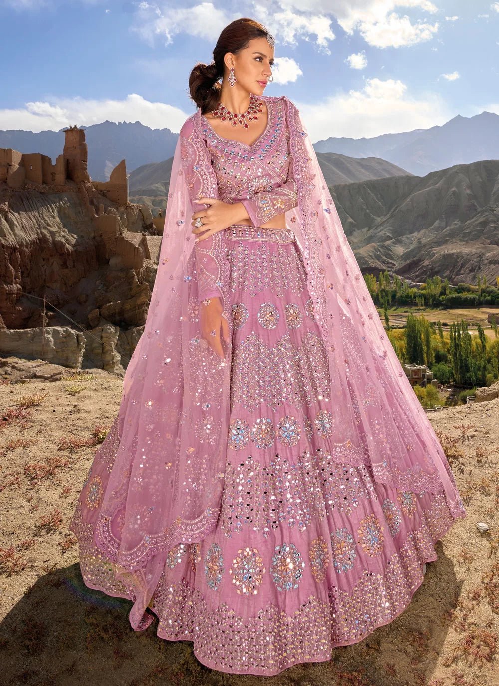 Elegant Pastel Pink MNL - Indian Dress House 786