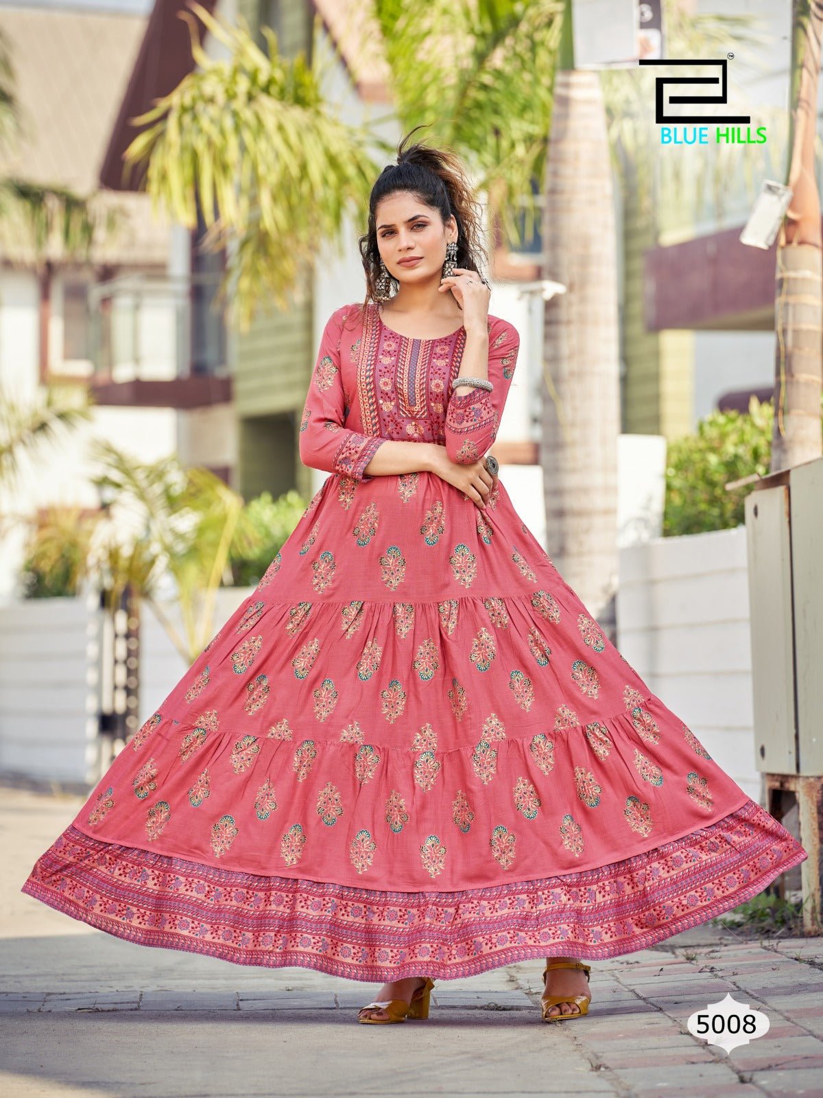 Elegant Pink Floral BHC 5008 FVD - Indian Dress House 786