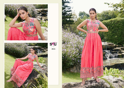 Elegant Pink Floral S4B 03 FVD - Indian Dress House 786