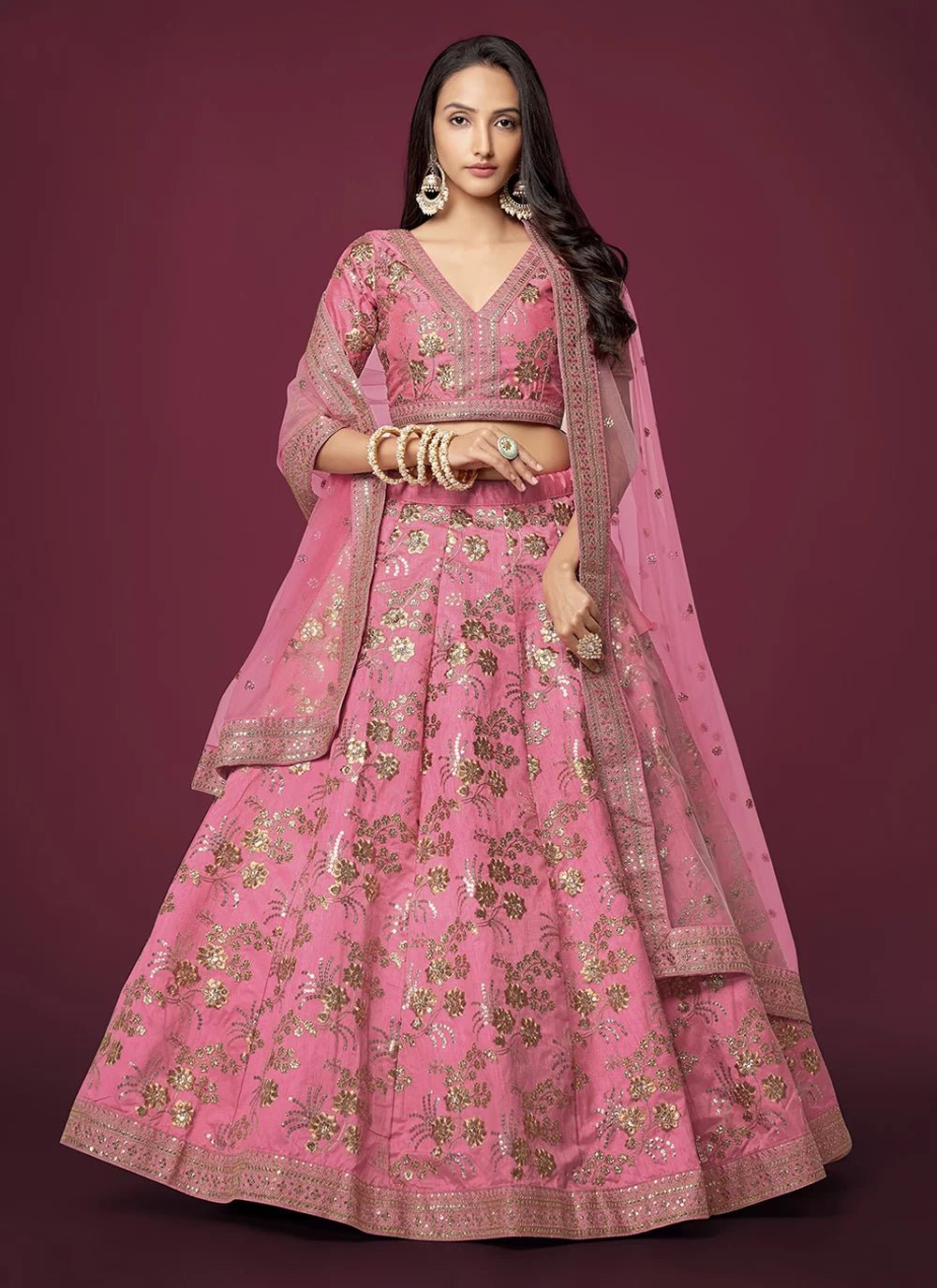 Elegant Pink & Gold ZHML - Indian Dress House 786