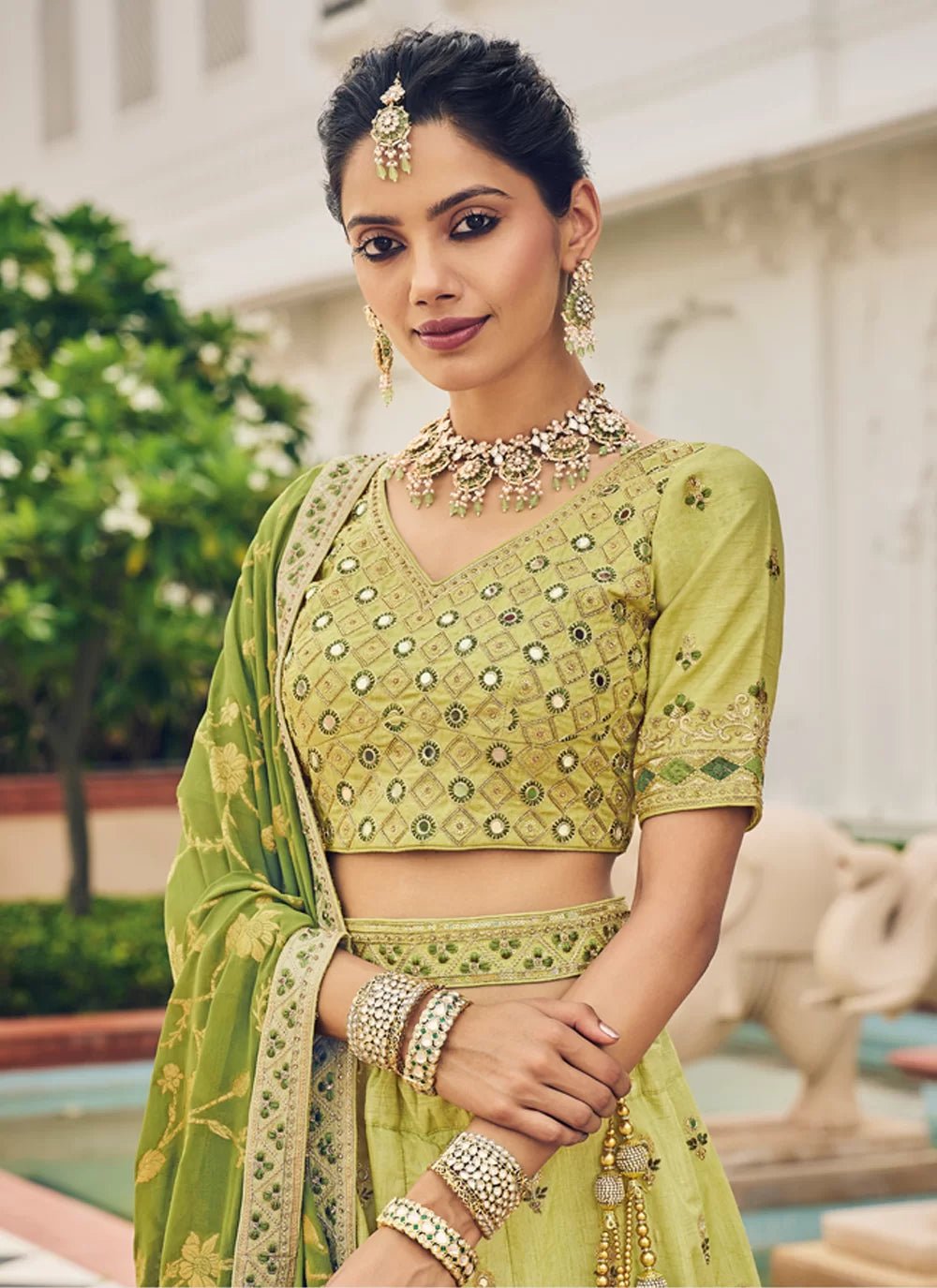 Elegant Pista Green KSHL - Indian Dress House 786