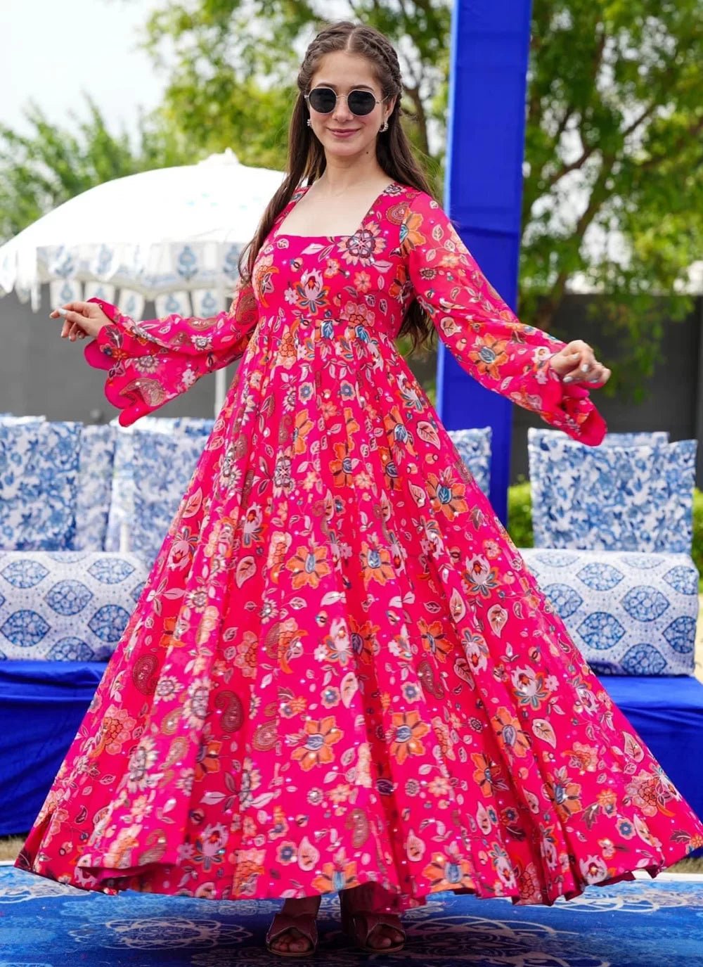 Elegant Prink Floral Printed PRL FVD - Indian Dress House 786