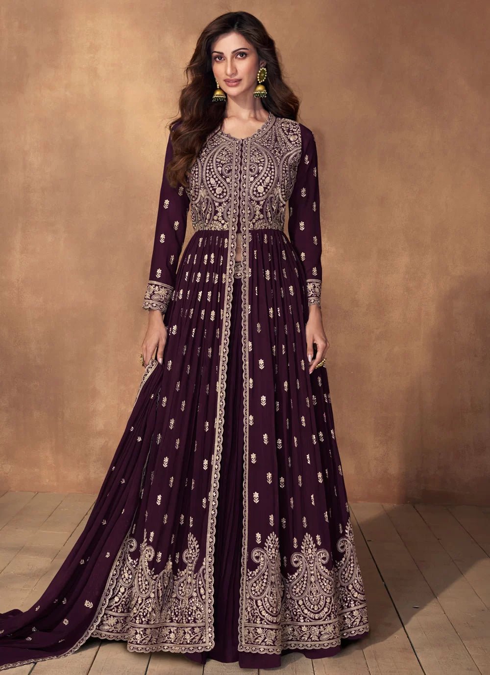 Elegant Purple Floral Lengha ACMD - Indian Dress House 786