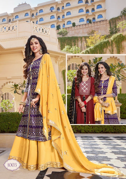 Elegant Purple & Yellow KST1003 FVD - Indian Dress House 786