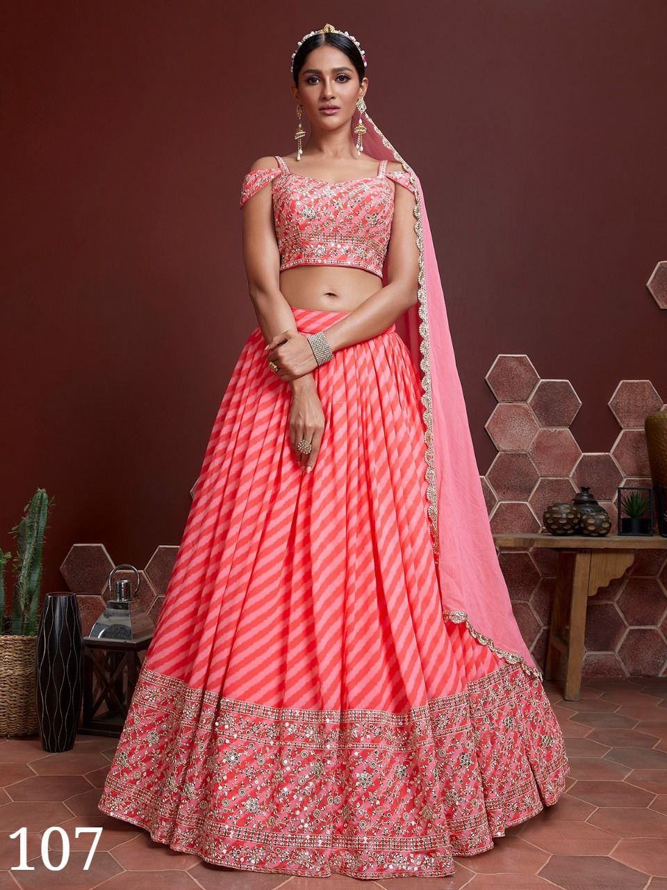 Elegant Striped Pink ZCL - Indian Dress House 786