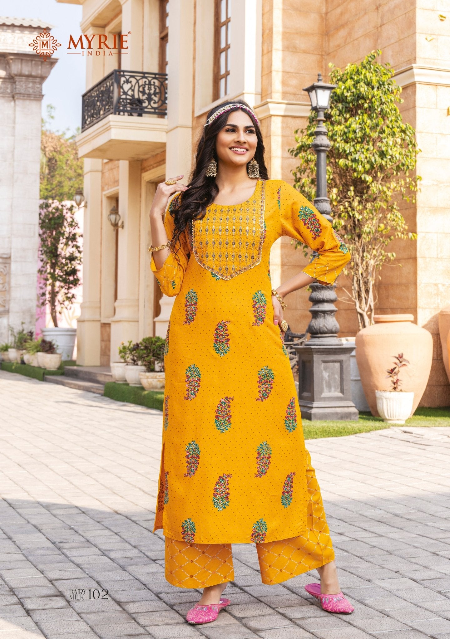 Elegant Yellow MID 102 FVD - Indian Dress House 786