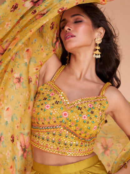 Elgegant Mustard Floral SYPD - Indian Dress House 786