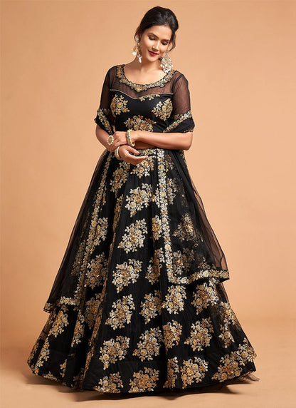 Exquisite Black Floral ZNRL - Indian Dress House 786