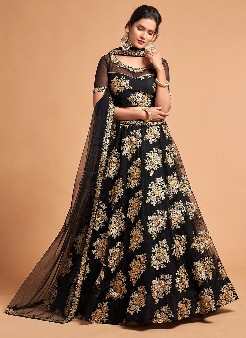 Exquisite Black Floral ZNRL - Indian Dress House 786