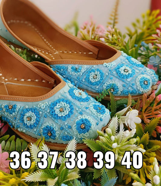 Floral Blue Jutti - Indian Dress House 786
