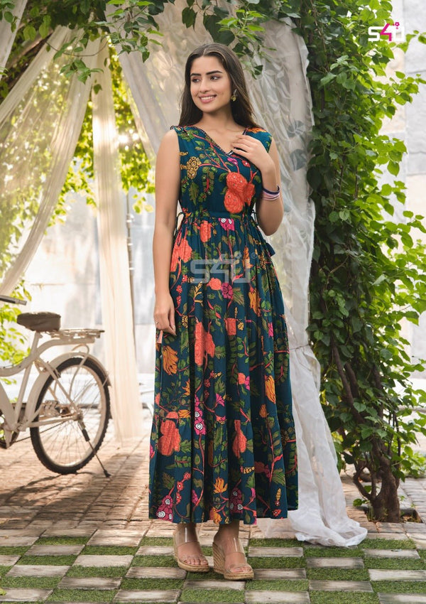 Floral Blue S4UWP 06 FVD - Indian Dress House 786