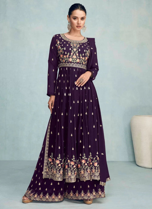 Floral Dark Purple ACNP - Indian Dress House 786