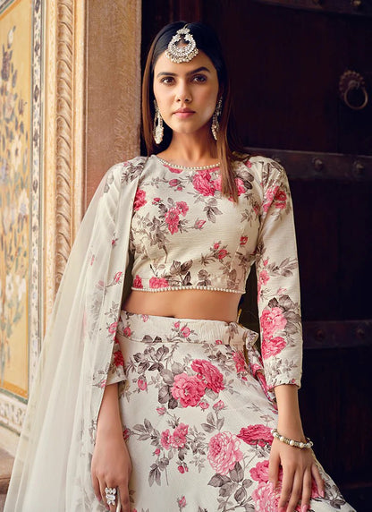 Floral Off White & Pink SENL - Indian Dress House 786