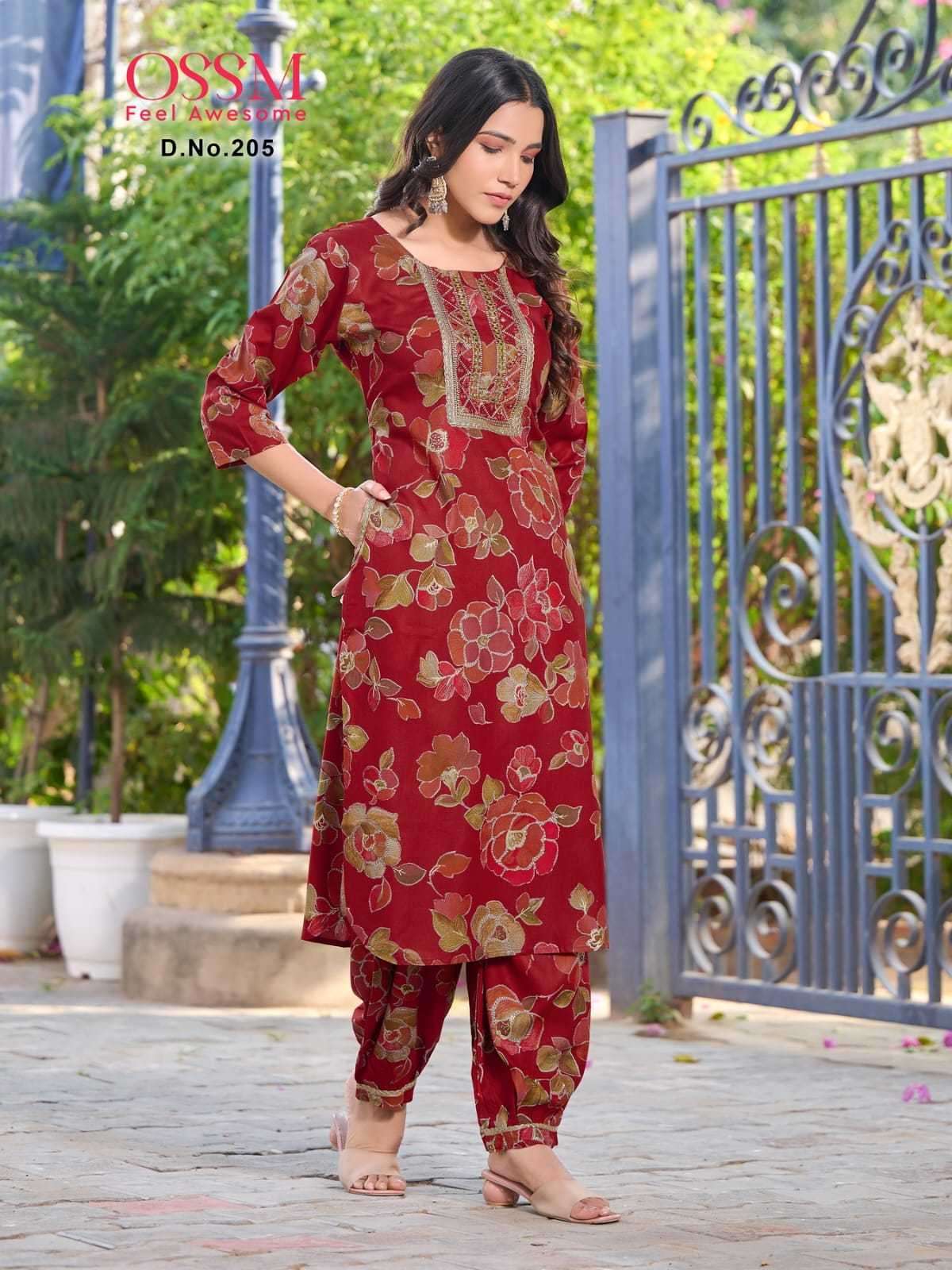 Floral Red OSM 205 FVD - Indian Dress House 786