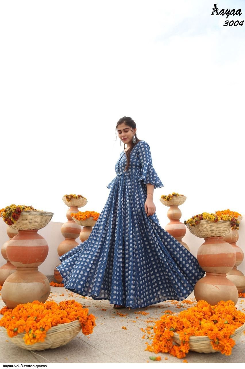 Floral Rose Blue AYA 3004 FVD - Indian Dress House 786