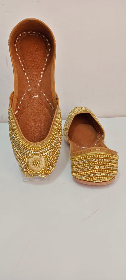 Full Beaded Gold Jutti - Indian Dress House 786