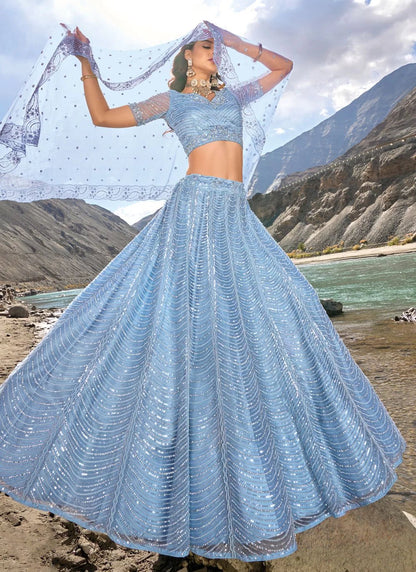 Gorgeous Aqua Blue MNL - Indian Dress House 786