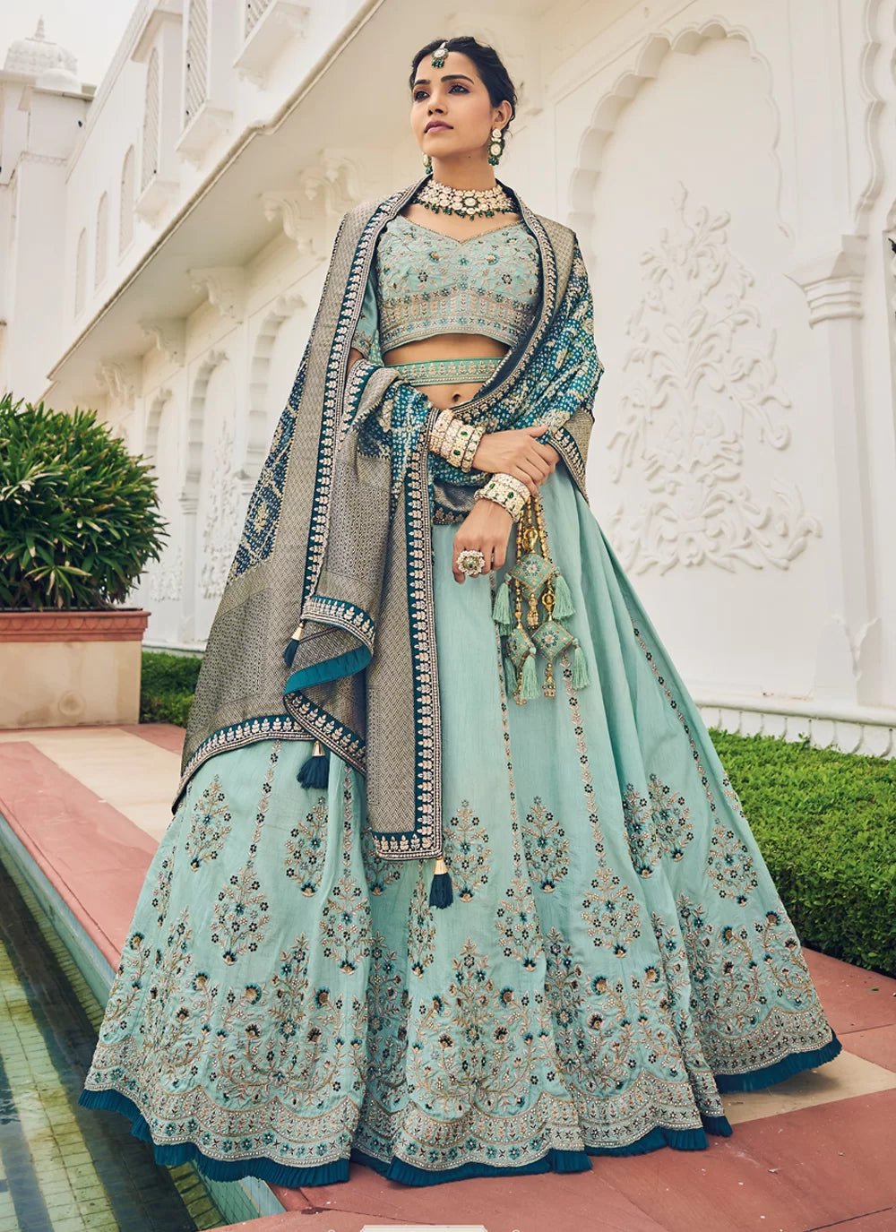 Gorgeous Baby Blue KSHL - Indian Dress House 786