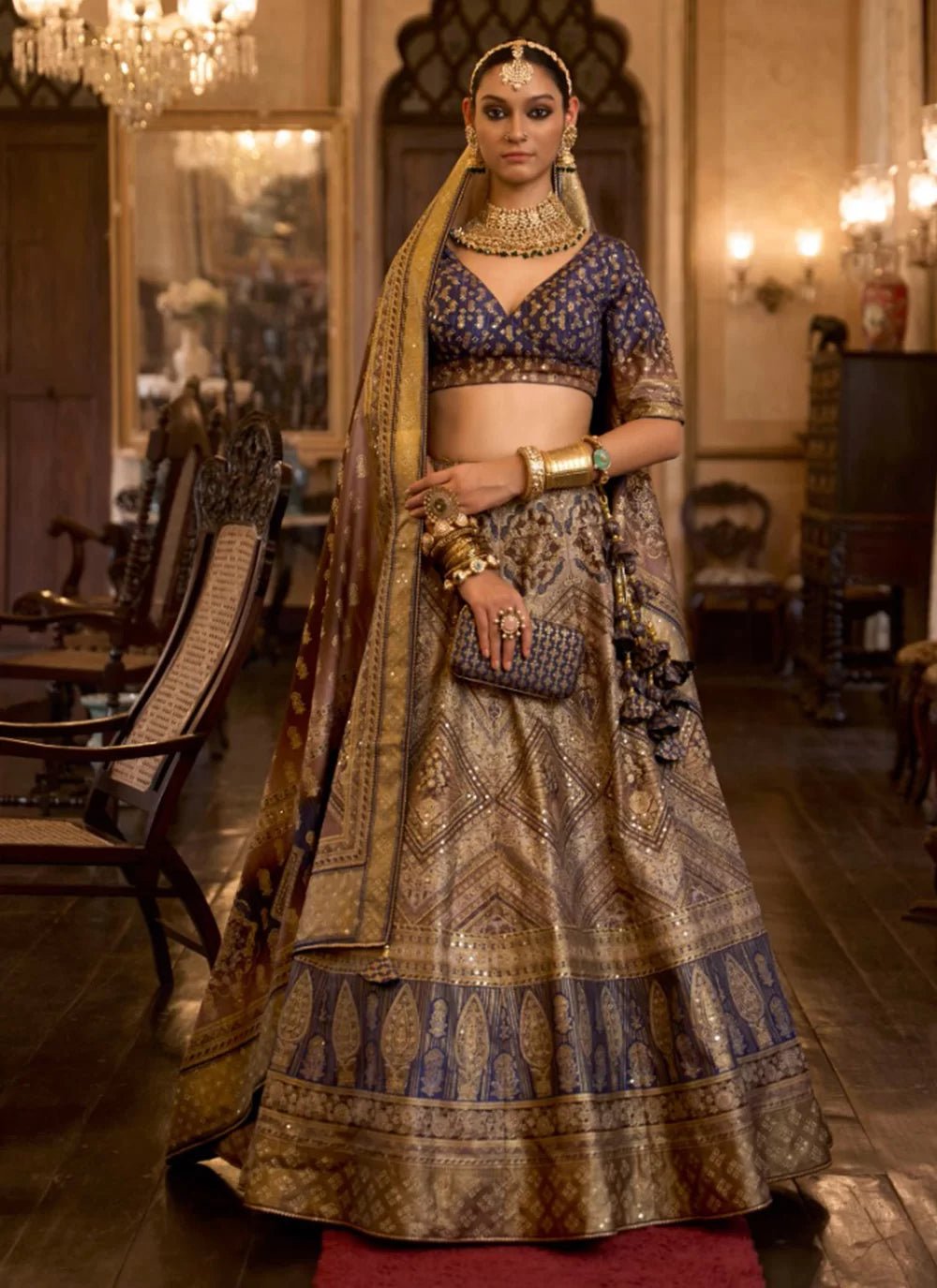 Gorgeous Blue & D Gold RWL - Indian Dress House 786