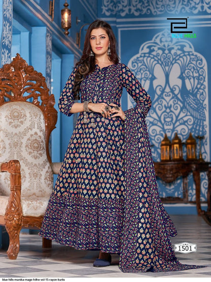 Gorgeous Blue Floral BHM 1501 FVD - Indian Dress House 786