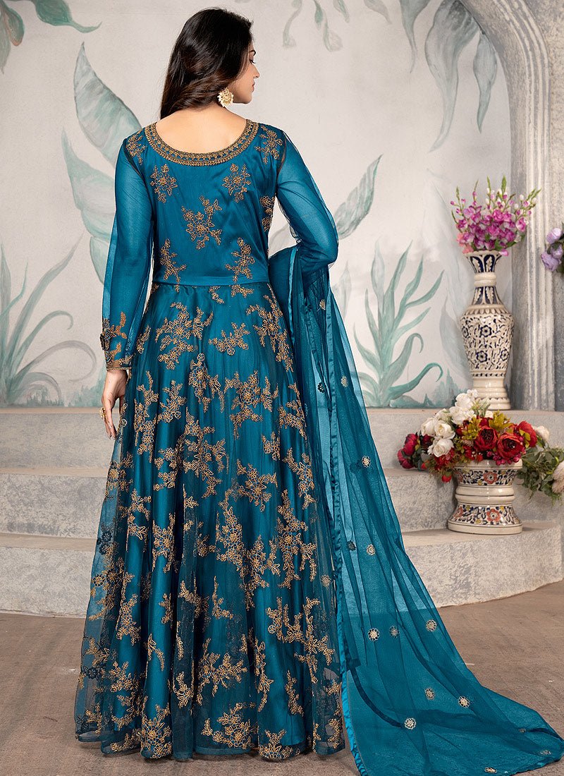 Gorgeous Blue Floral SW655 SWG - Indian Dress House 786