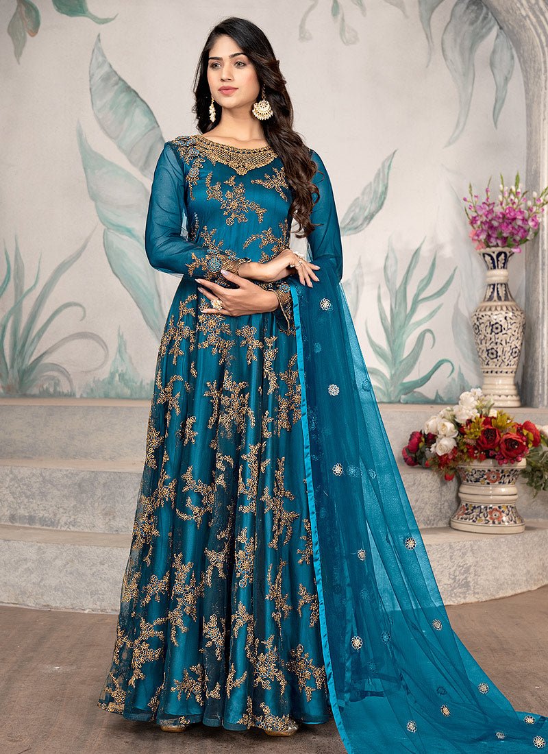 Gorgeous Blue Floral SW655 SWG - Indian Dress House 786
