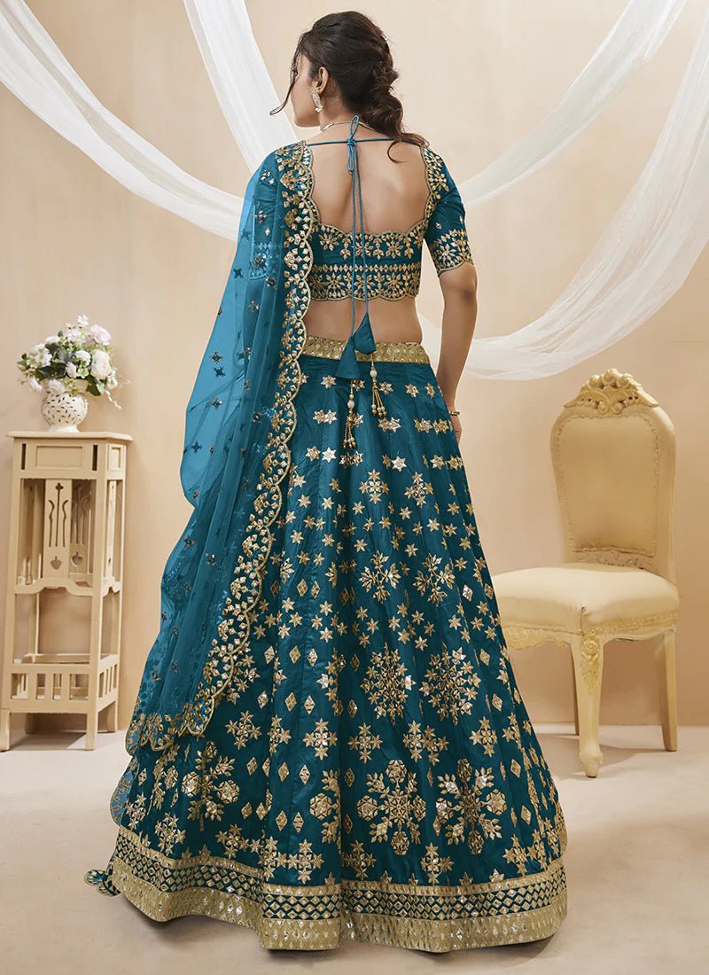 Gorgeous Blue & Gold ZCA - Indian Dress House 786