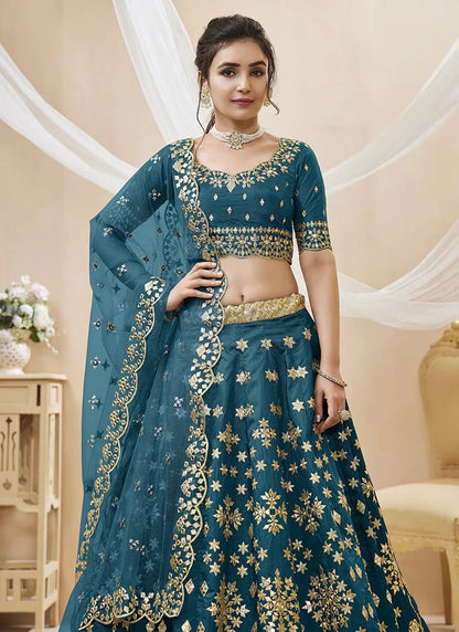 Gorgeous Blue & Gold ZCA - Indian Dress House 786