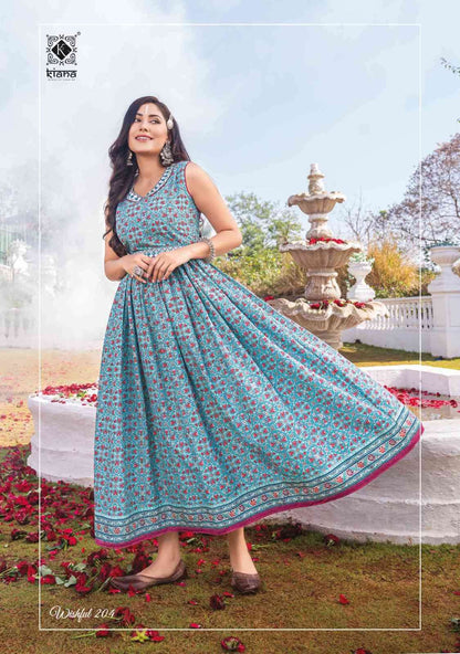 Gorgeous Blue Printed KW 205 FVD - Indian Dress House 786