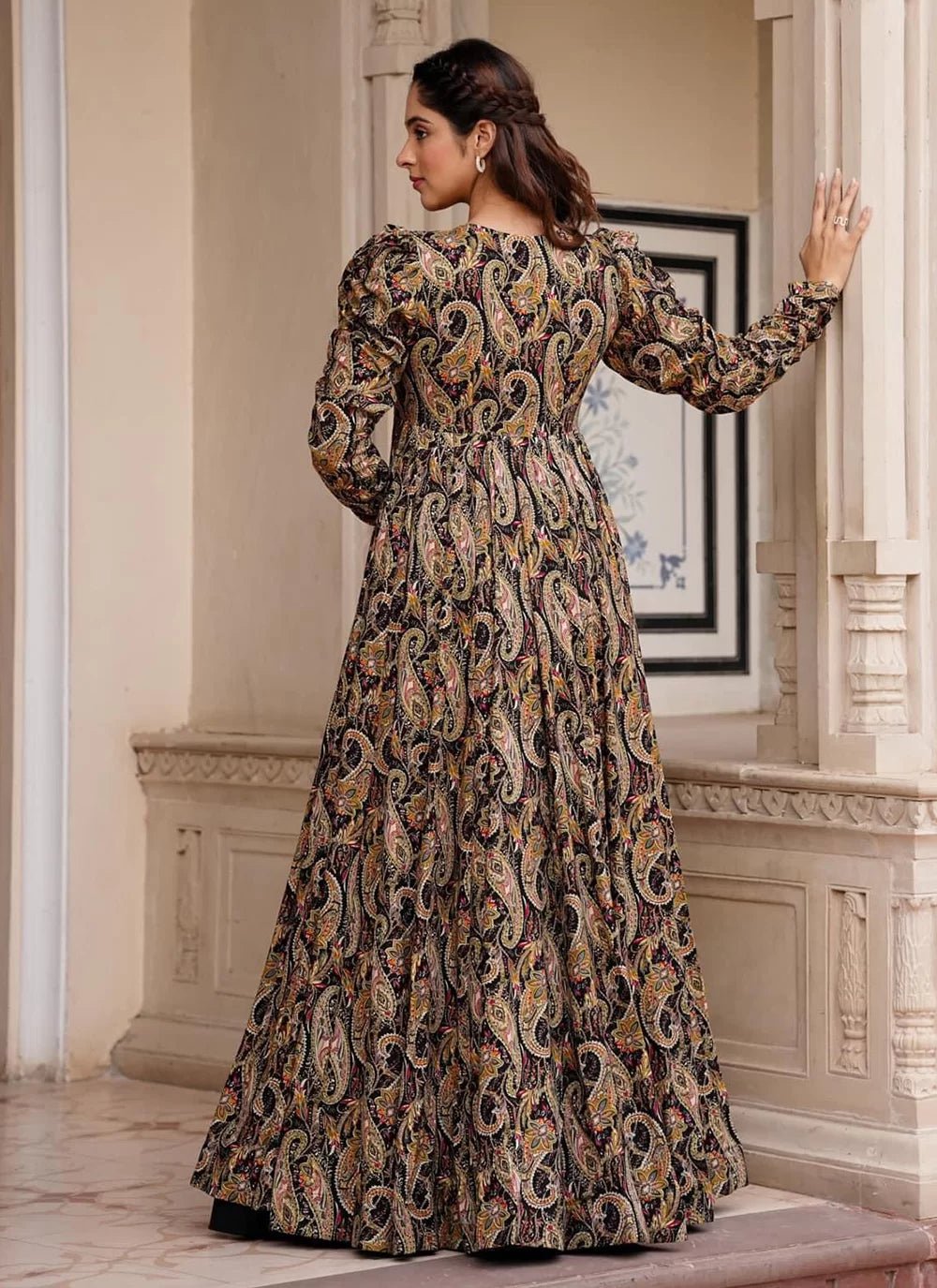 Gorgeous Floral Black Printed PRL Indo - Indian Dress House 786