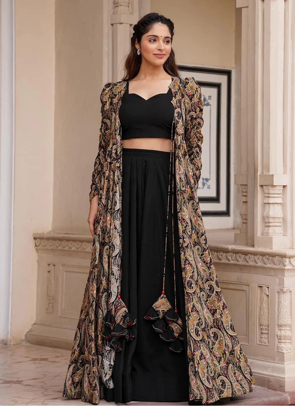 Gorgeous Floral Black Printed PRL Indo - Indian Dress House 786