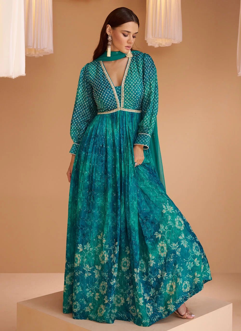 Gorgeous Floral Blue SYMQ - Indian Dress House 786