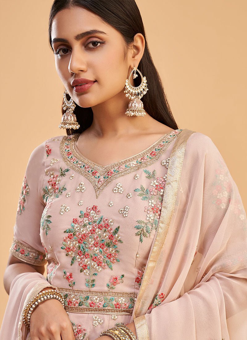 Gorgeous Floral Light Pink AGB - Indian Dress House 786