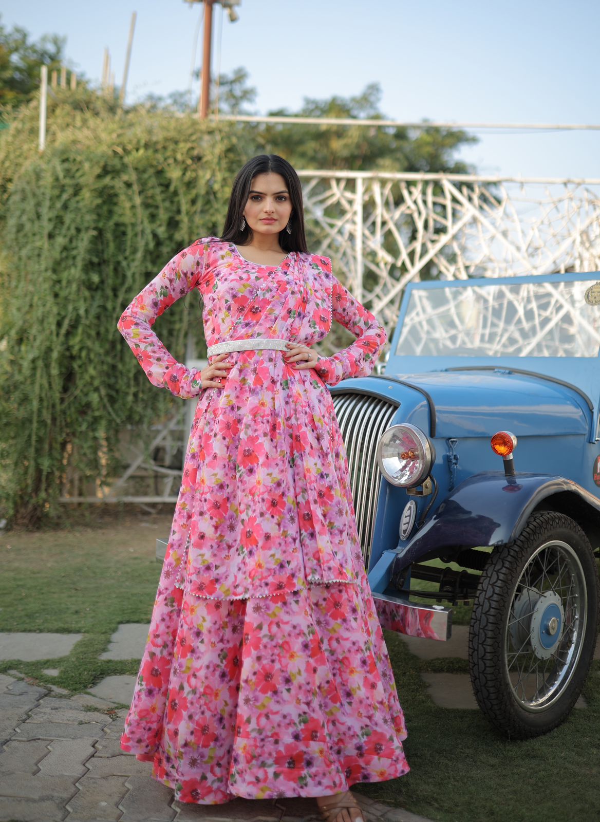 Gorgeous Floral Pink Dress KT - Indian Dress House 786