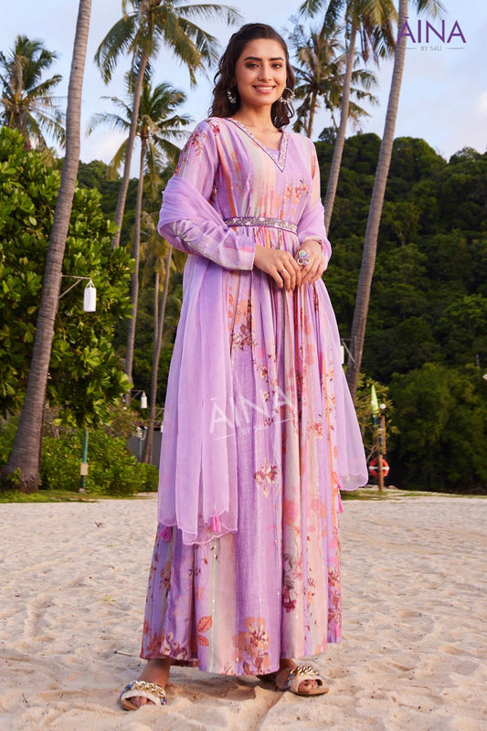 Gorgeous Floral Purple MKSU 01 KT - Indian Dress House 786