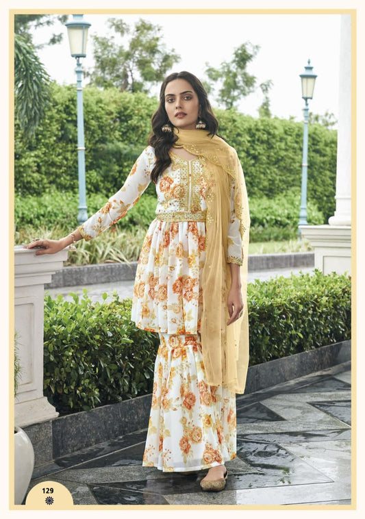 Gorgeous Floral White SMS - Indian Dress House 786