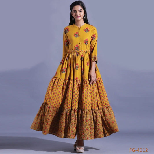 Gorgeous Floral Yellow FGJ 4012 FVD - Indian Dress House 786