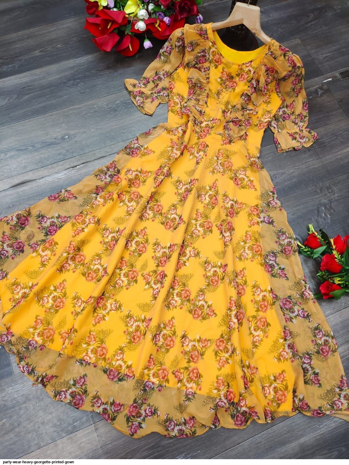 Gorgeous Floral Yellow PK FVD - Indian Dress House 786