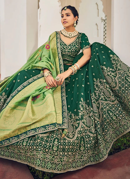 Gorgeous Green Floral KSHL - Indian Dress House 786