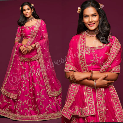 Gorgeous Hot Pink Floral ADL - Indian Dress House 786